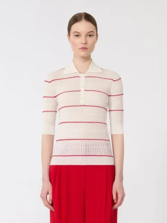 Maglione in filato di seta e lana, bianco