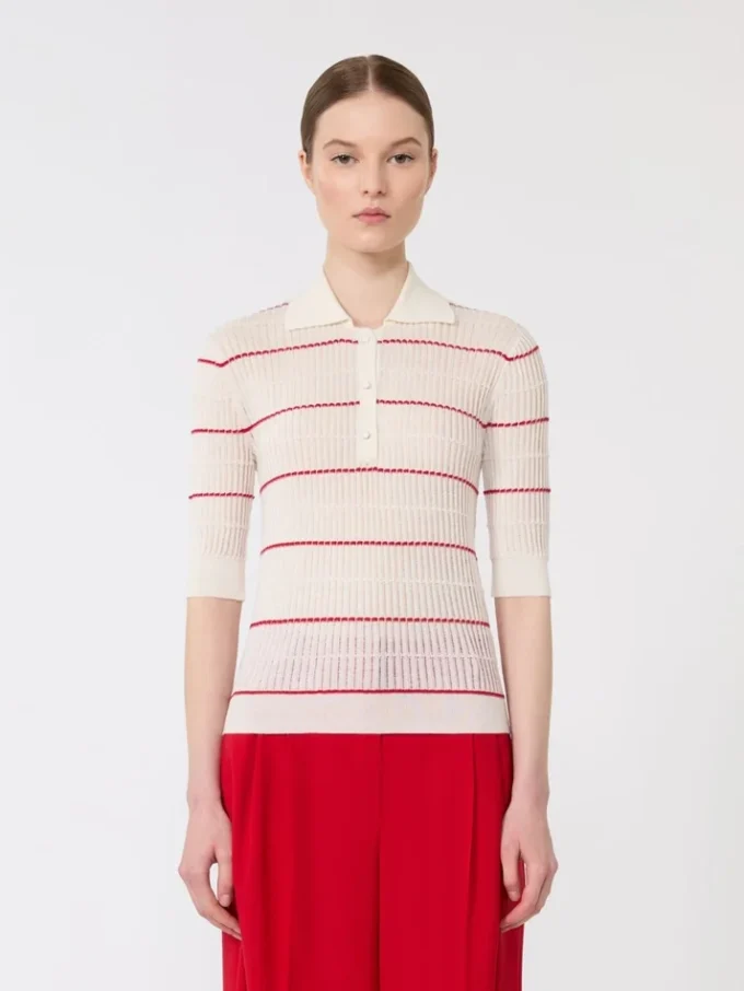 Maglione in filato di seta e lana, bianco Maglione in filato di seta e lana, bianco
