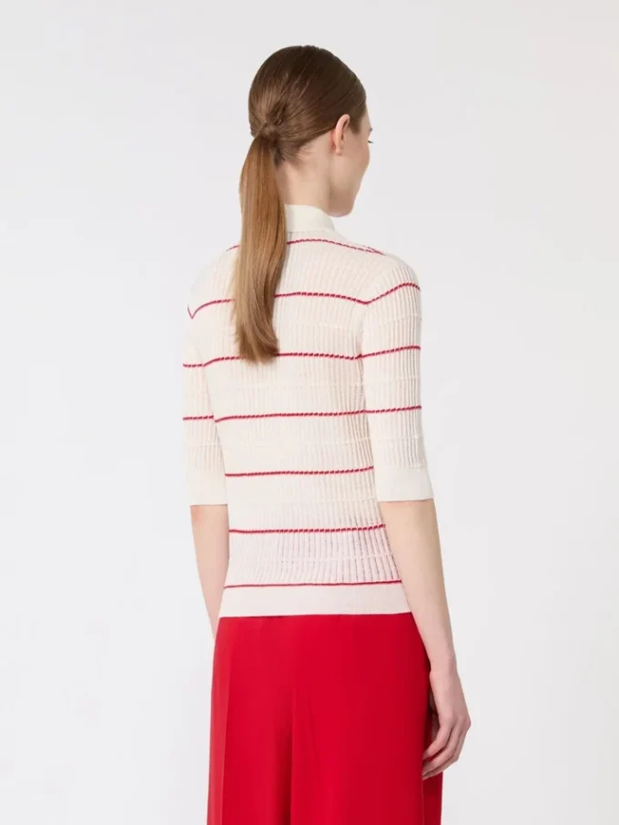 Maglione in filato di seta e lana, bianco Maglione in filato di seta e lana, bianco