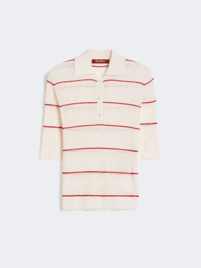 Maglione in filato di seta e lana, bianco Maglione in filato di seta e lana, bianco