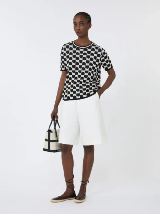 Maglione in jacquard di cotone e viscosa, nero