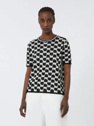 Maglione in jacquard di cotone e viscosa, nero