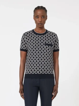 Maglione in jacquard di lana, blu oltremare