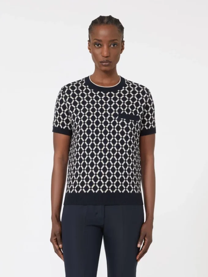Maglione in jacquard di lana, blu oltremare Maglione in jacquard di lana, blu oltremare