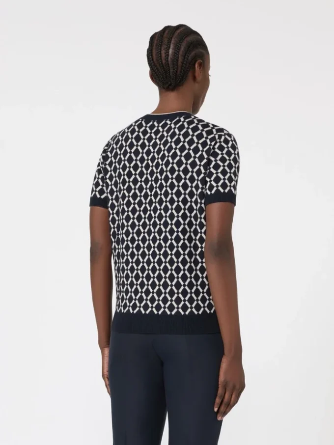Maglione in jacquard di lana, blu oltremare Maglione in jacquard di lana, blu oltremare