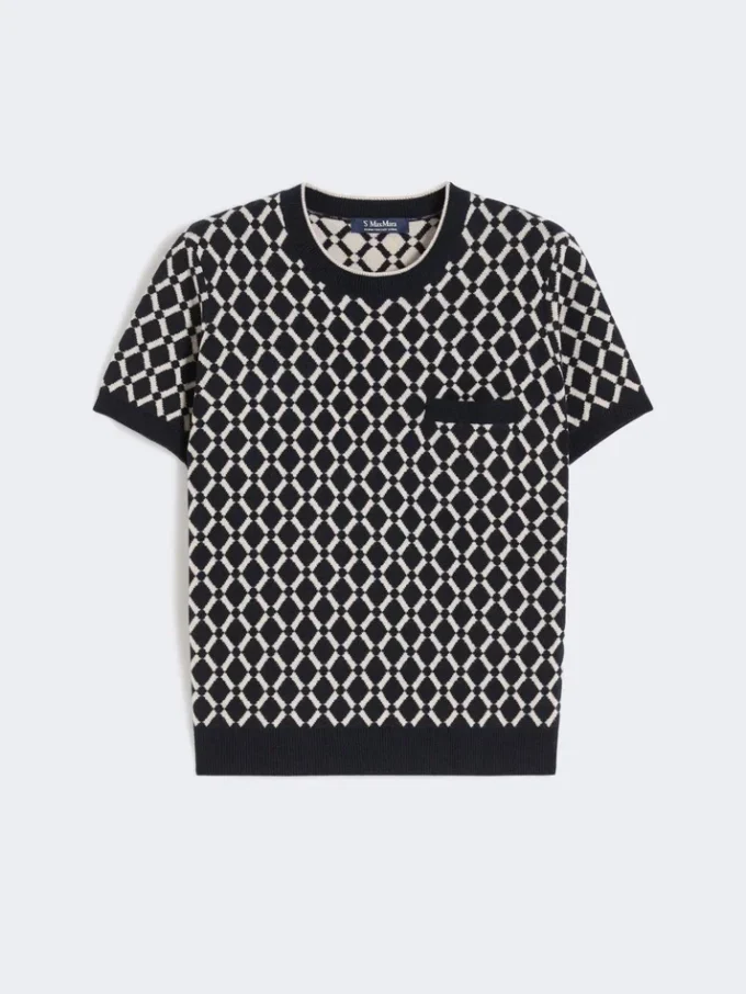 Maglione in jacquard di lana, blu oltremare Maglione in jacquard di lana, blu oltremare