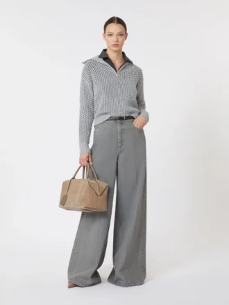 Maglione in lana, cashmere e lurex, grigio chiaro