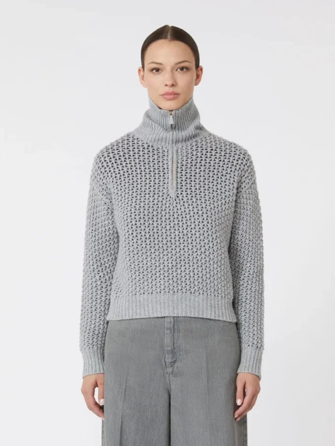 Maglione in lana, cashmere e lurex, grigio chiaro Maglione in lana, cashmere e lurex, grigio chiaro