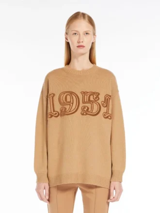 Maglione in lana e cashmere, color cammello