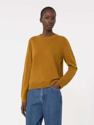 Maglione in lana e cashmere con dettagli applicati, senape