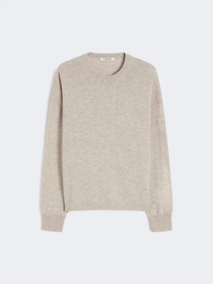 Maglione in lana e cashmere dalla linea squadrata, beige Maglione in lana e cashmere dalla linea squadrata, beige
