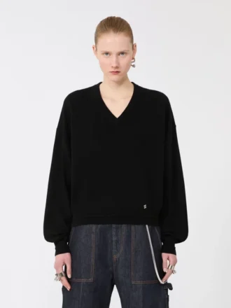 Maglione in lana e cashmere dalla vestibilità morbida, nero