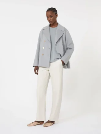 Maglione in lana e cashmere dalla vestibilità squadrata, azzurro