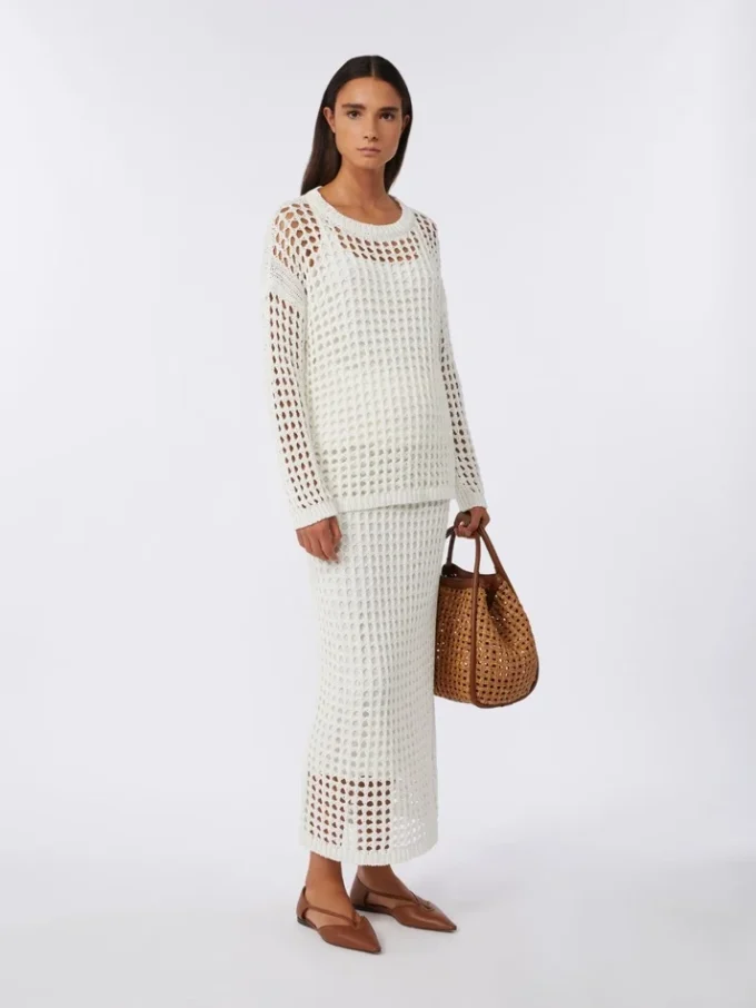 Gonna in cotone a rete, bianco ottico