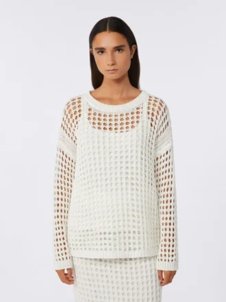 Maglione in maglia di cotone, bianco ottico