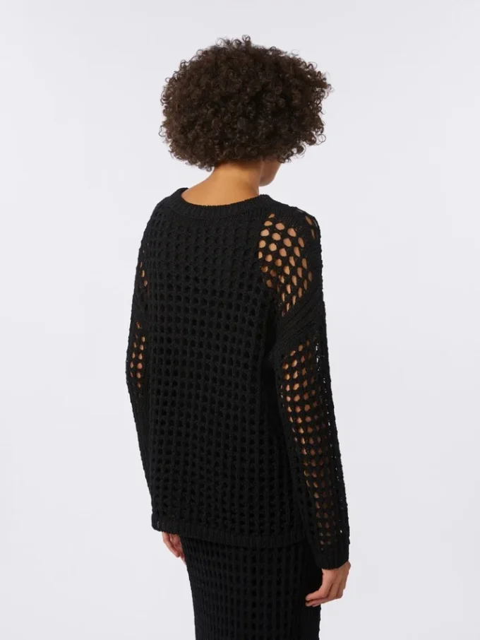 Maglione in maglia di cotone, nero Maglione in maglia di cotone, nero