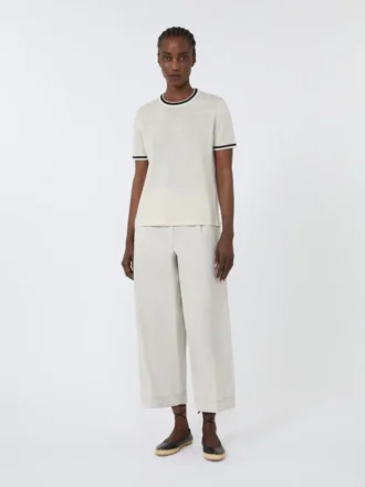 Maglione in puro filato di lino, bianco