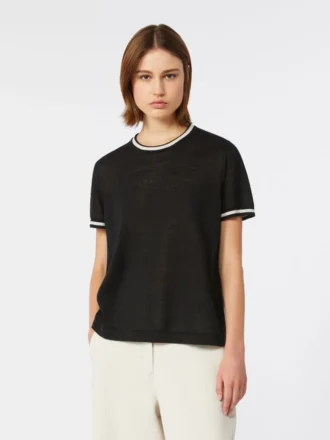 Maglione in puro filato di lino, nero