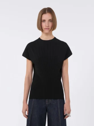 Maglione in viscosa a coste, nero