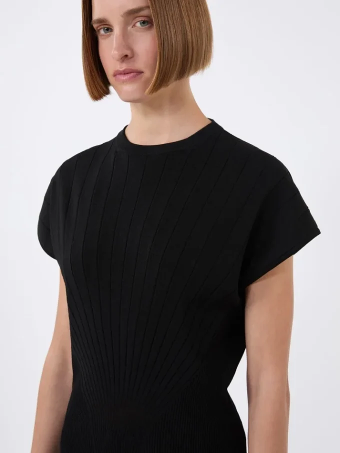 Maglione in viscosa a coste, nero Maglione in viscosa a coste, nero