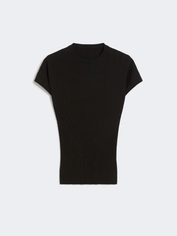 Maglione in viscosa a coste, nero Maglione in viscosa a coste, nero
