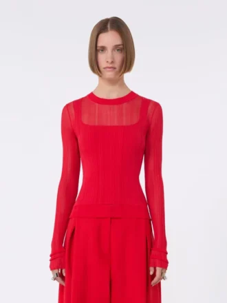 Maglione in viscosa con effetto trompe l’oeil, rosso