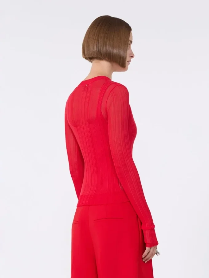 Maglione in viscosa con effetto trompe l’oeil, rosso Maglione in viscosa con effetto trompe l’oeil, rosso