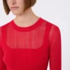 Maglione in viscosa con effetto trompe l’oeil, rosso Maglione in viscosa con effetto trompe l’oeil, rosso