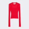 Maglione in viscosa con effetto trompe l’oeil, rosso Maglione in viscosa con effetto trompe l’oeil, rosso