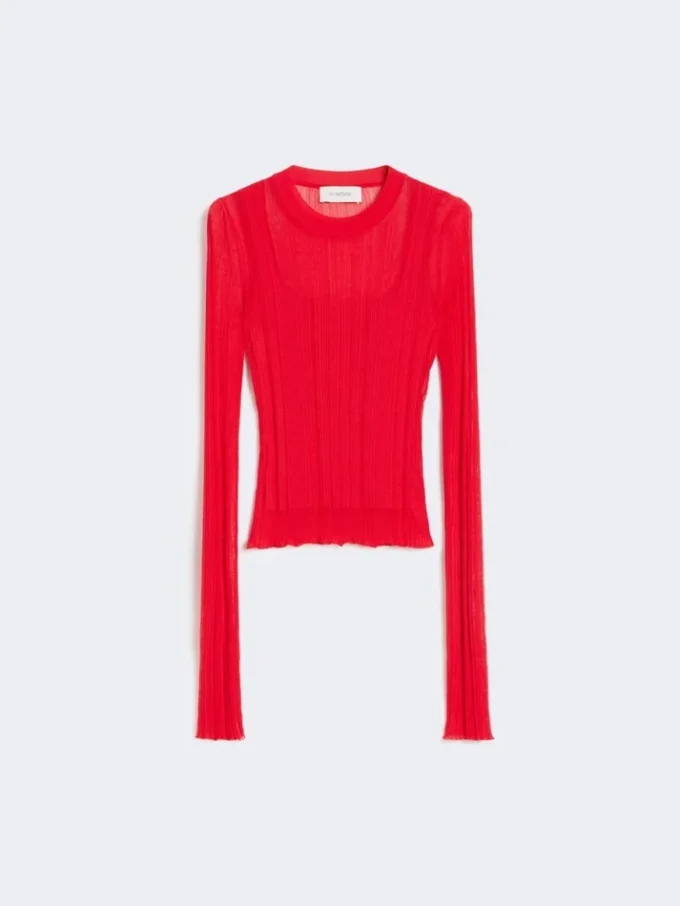Maglione in viscosa con effetto trompe l’oeil, rosso Maglione in viscosa con effetto trompe l’oeil, rosso