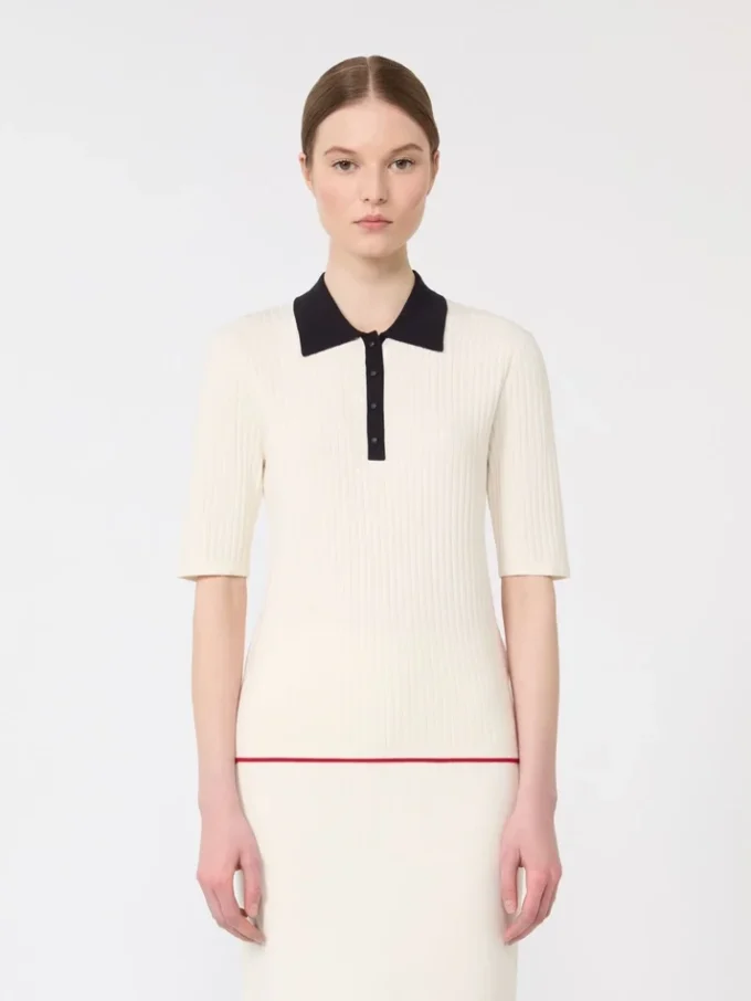 Maglione in viscosa elasticizzata, bianco blu Maglione in viscosa elasticizzata, bianco blu