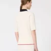 Maglione in viscosa elasticizzata, bianco blu Maglione in viscosa elasticizzata, bianco blu