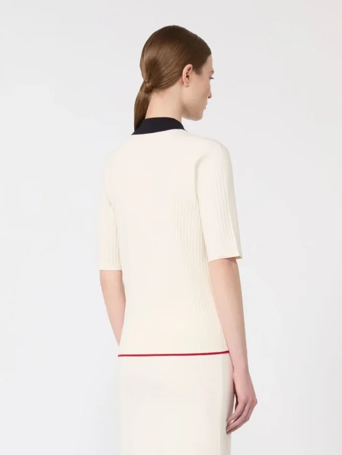 Maglione in viscosa elasticizzata, bianco blu Maglione in viscosa elasticizzata, bianco blu