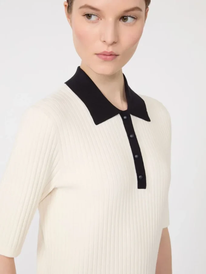Maglione in viscosa elasticizzata, bianco blu Maglione in viscosa elasticizzata, bianco blu