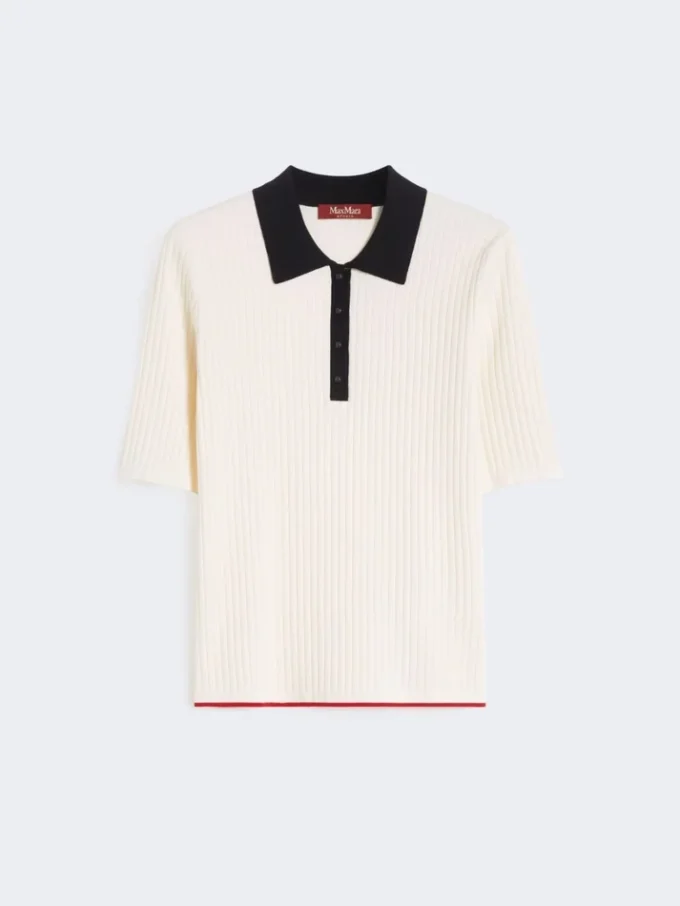 Maglione in viscosa elasticizzata, bianco blu Maglione in viscosa elasticizzata, bianco blu