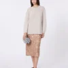 Gonna in tulle e paillettes, color nude