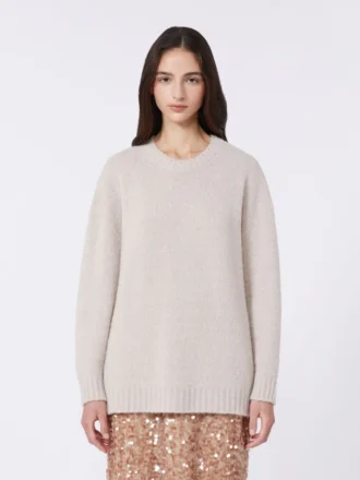 Maglione oversize in alpaca e cotone, color sabbia