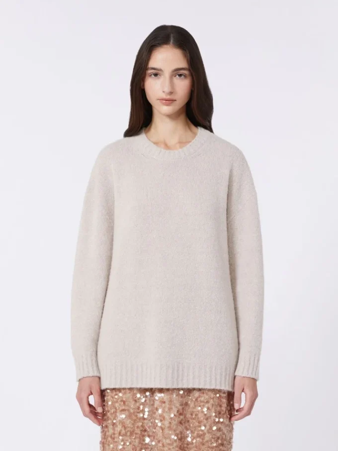 Maglione oversize in alpaca e cotone, color sabbia Maglione oversize in alpaca e cotone, color sabbia