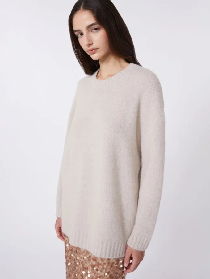 Maglione oversize in alpaca e cotone, color sabbia Maglione oversize in alpaca e cotone, color sabbia