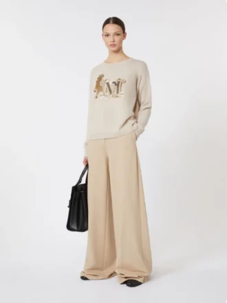 Maglione oversize in lana e cashmere, albino