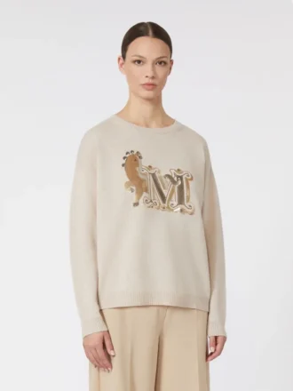Maglione oversize in lana e cashmere, albino