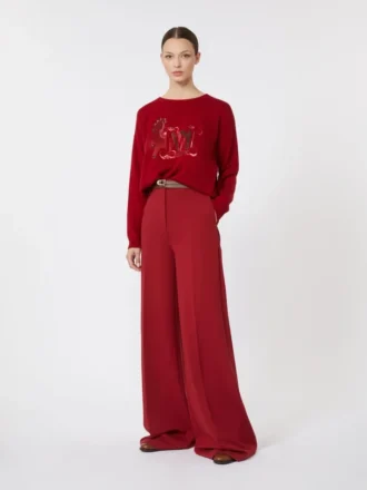 Maglione oversize in lana e cashmere, rosso scuro