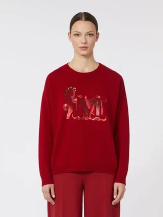 Maglione oversize in lana e cashmere, rosso scuro