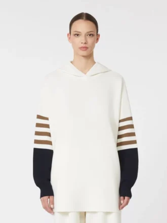 Maglione oversize in maglia di lana, avorio