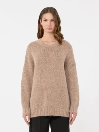 Maglione oversize in mohair e lurex, color rame
