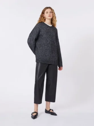Maglione oversize in mohair e lurex, grigio scuro