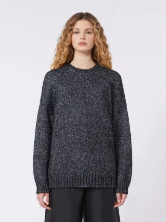 Maglione oversize in mohair e lurex, grigio scuro