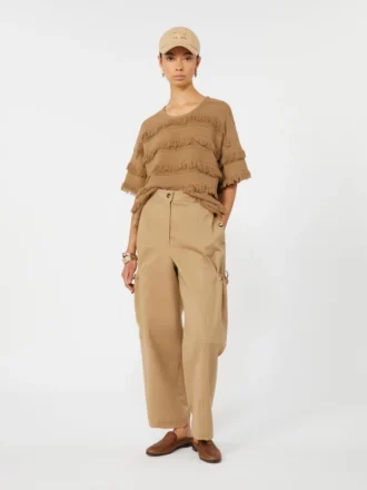 Maglione oversize in viscosa fantasia, color sabbia