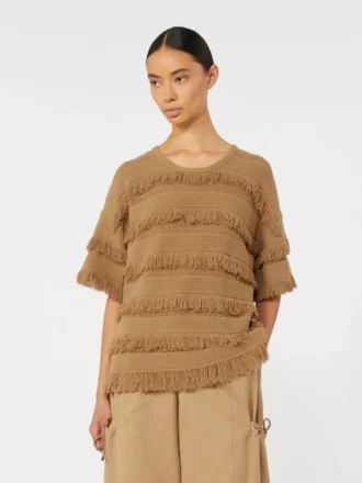 Maglione oversize in viscosa fantasia, color sabbia