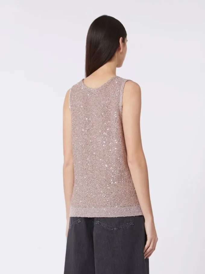 Maglione senza maniche con paillettes, rosa antico Maglione senza maniche con paillettes, rosa antico